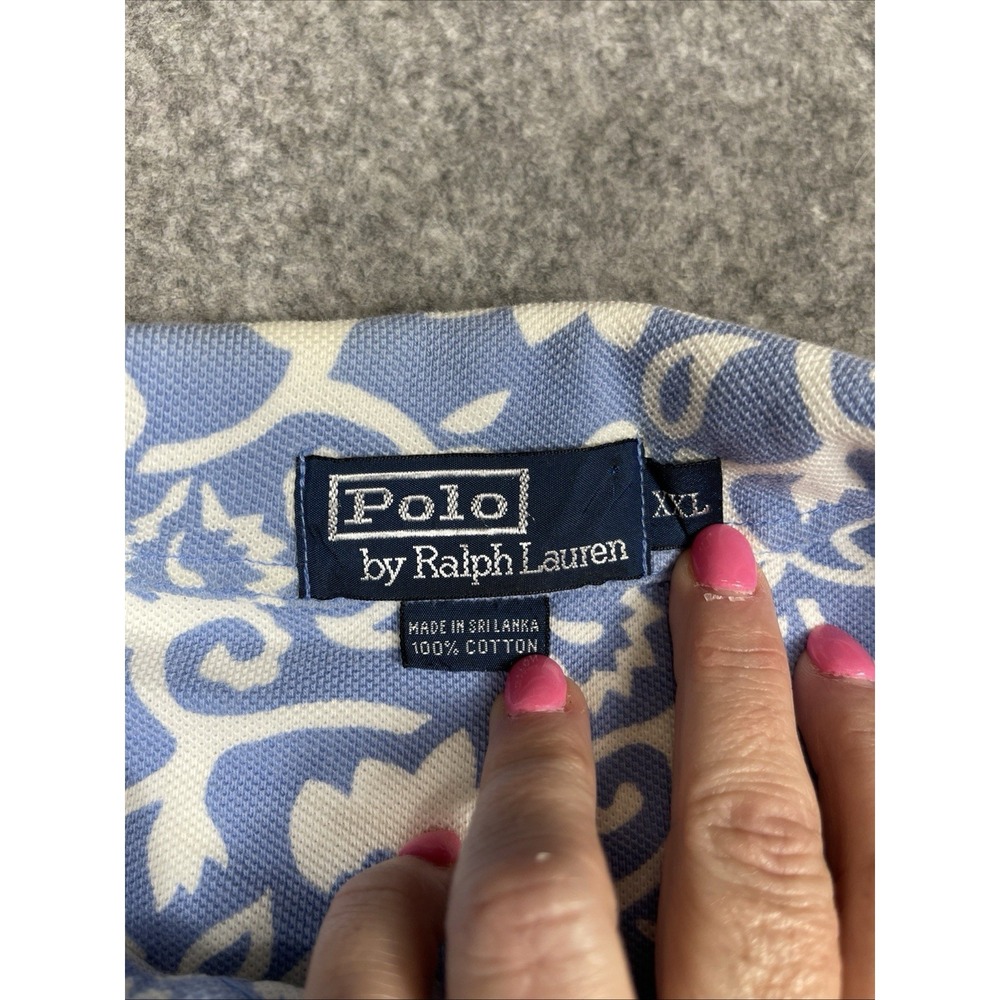 Vintage Polo Ralph Lauren Shirt Mens XXL Large Blue Floral Print AOP Coastal - Picture 9 of 11